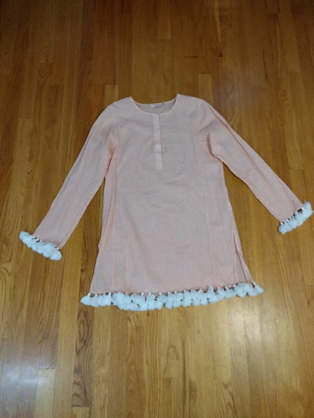Tory Burch Sandy Beach Dress Tunic Coverup M Striped Tassel Orange Coastal NWOT